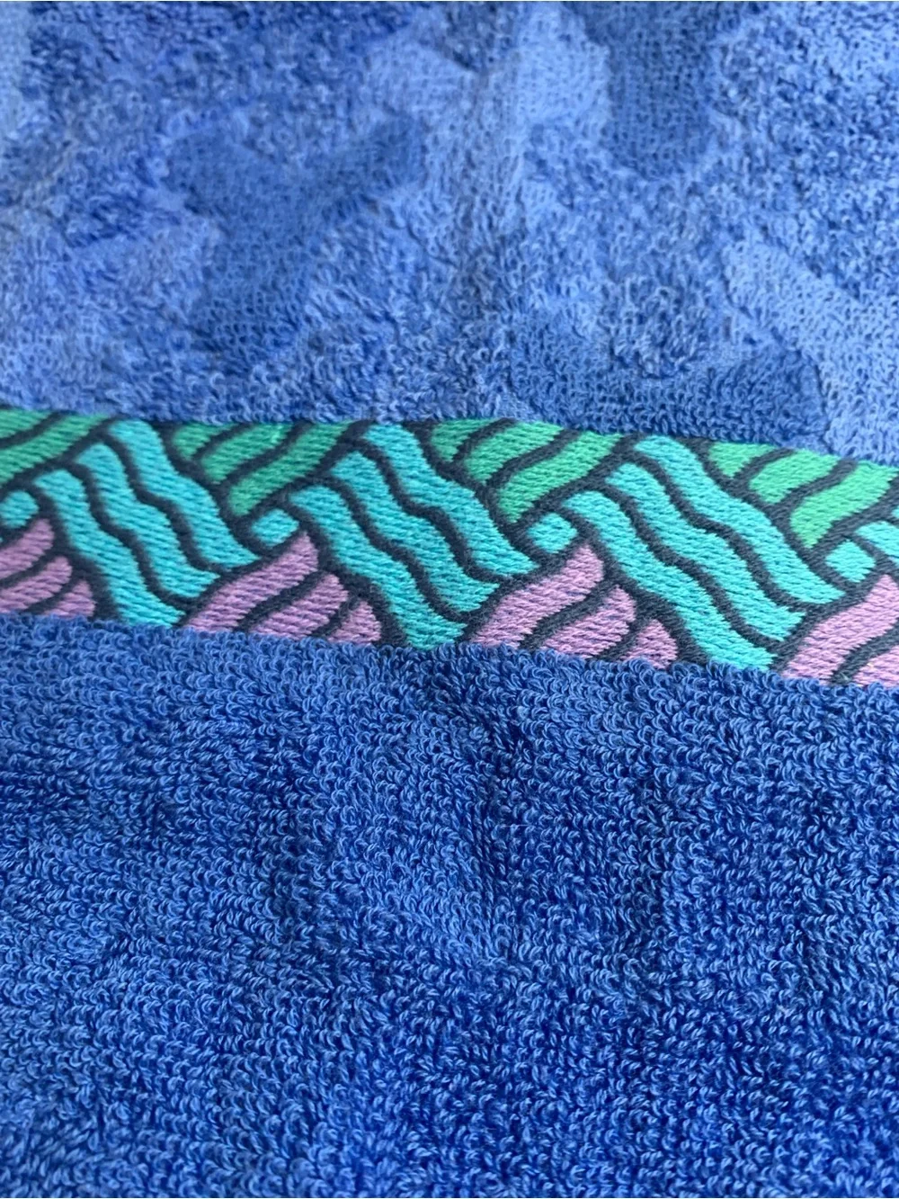 Yves Saint Laurent Blue Towel with Teal, Pink & Black Accents